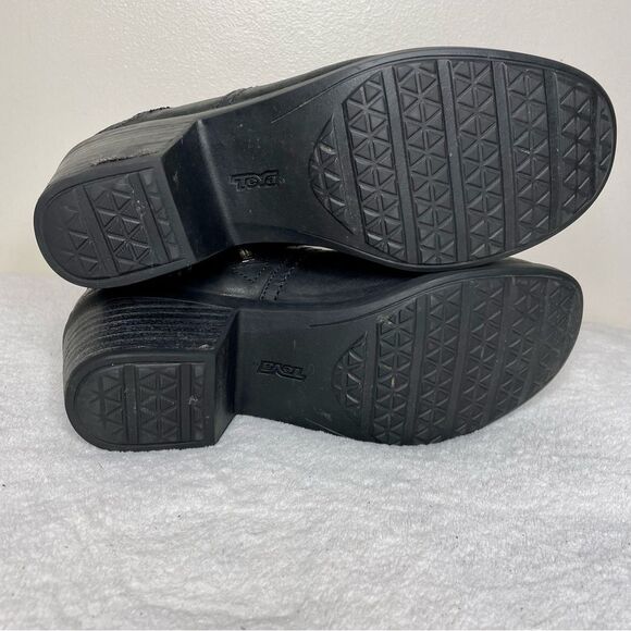 Teva Foxy Boots Leather Side Zip Ankle Booties Goth Emo Waterproof Black 8.5 - Picture 4 of 15